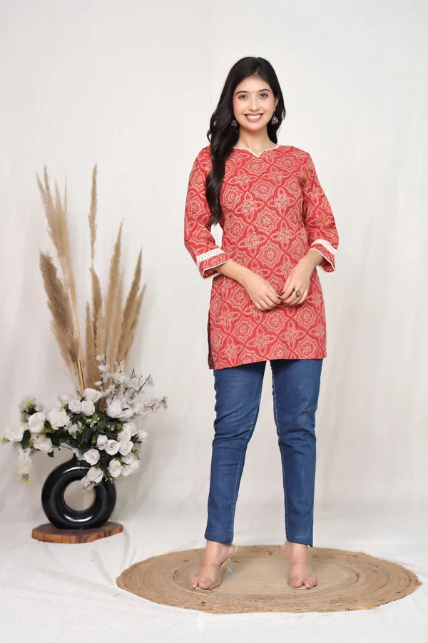 Red_Cotton_Straight_Geometric_Floral_Print_Kurti_For_Women
