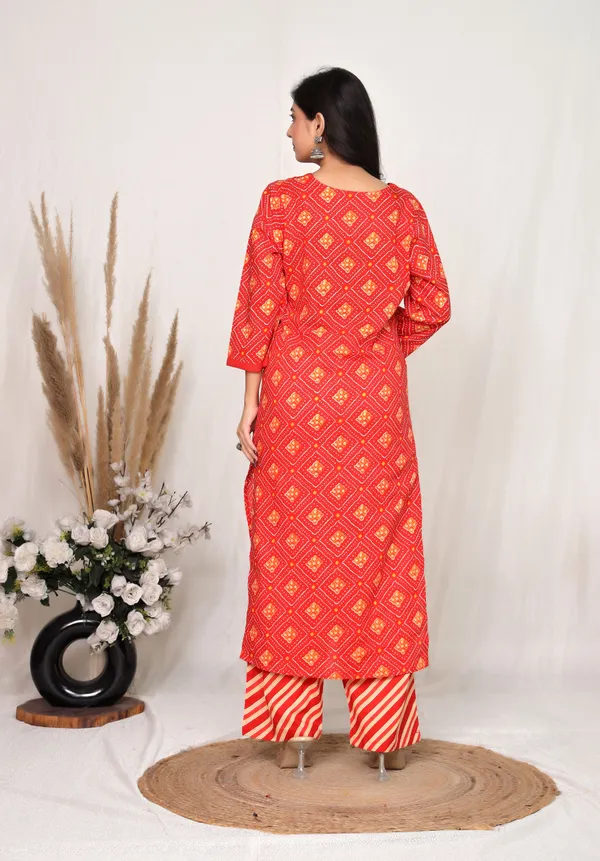 Red_Cotton_Straight_Printed_Kurta_Set_For_Women
