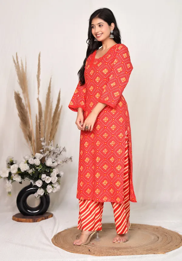 Red_Cotton_Straight_Printed_Kurta_Set_For_Women