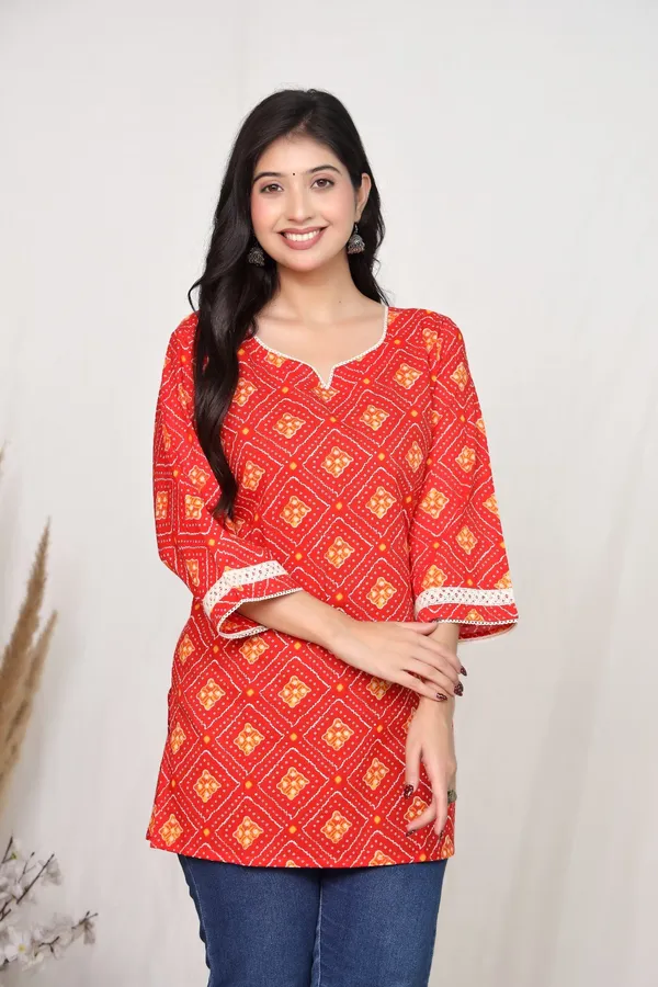 Red_Cotton_Geometric_Print_Straight_Kurta_For_Women