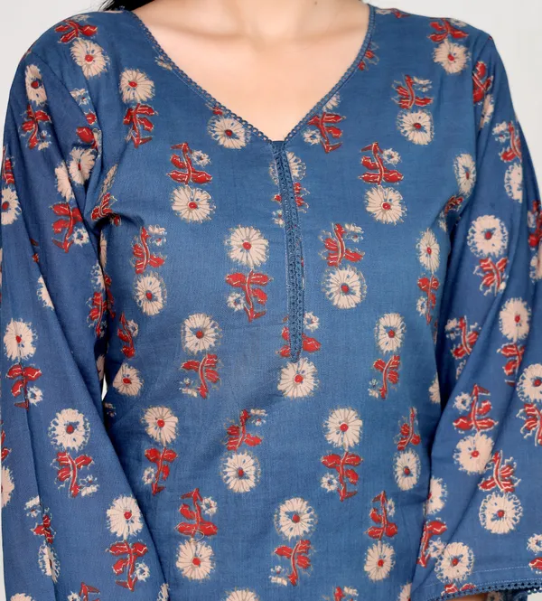 Blue_Cotton_Straight_Floral_Print_Kurta_For_Women