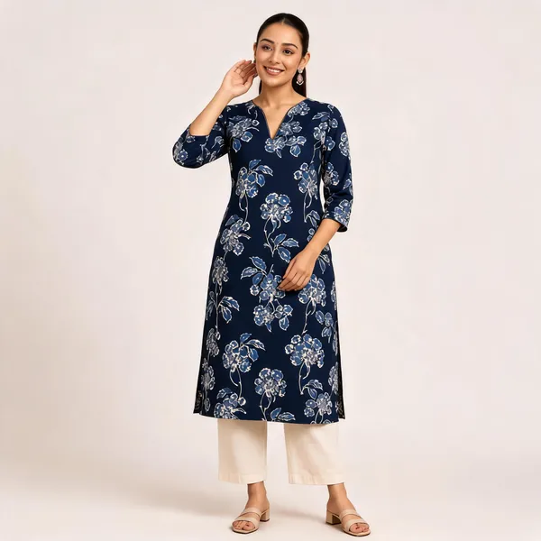 Navy_Blue_Cotton_Straight_Kurta_For_Women