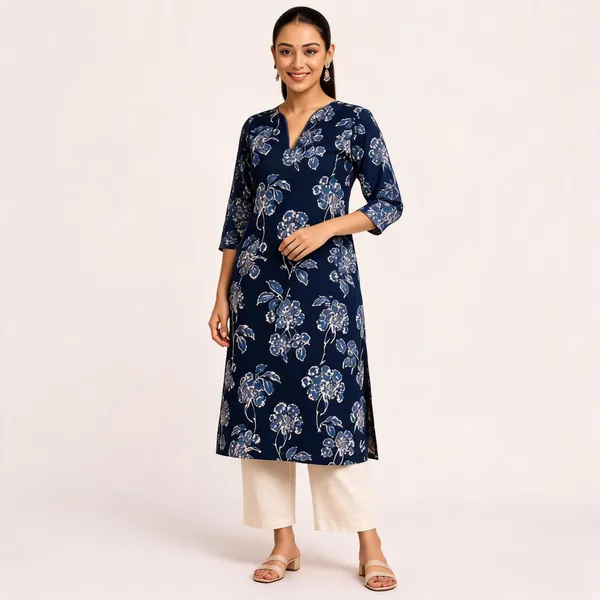 Navy_Blue_Cotton_Straight_Kurta_For_Women