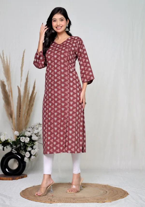 Brown_Cotton_Straight_Floral_Print_Kurti_For_Women