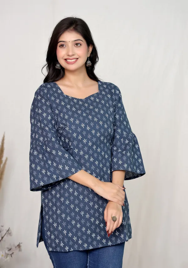 Navy_Blue_Cotton_Wrap_Style_Kurti_Top_For_Women