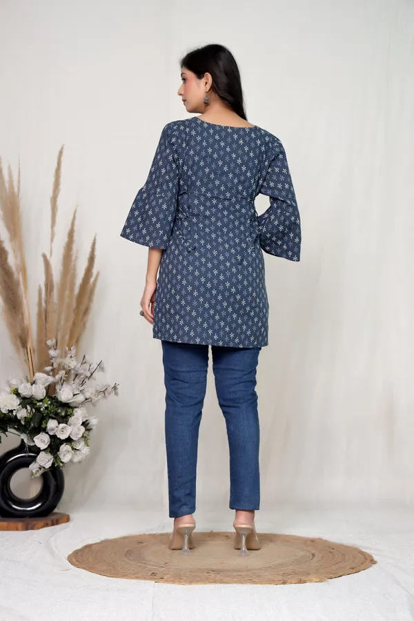 Navy_Blue_Cotton_Wrap_Style_Kurti_Top_For_Women