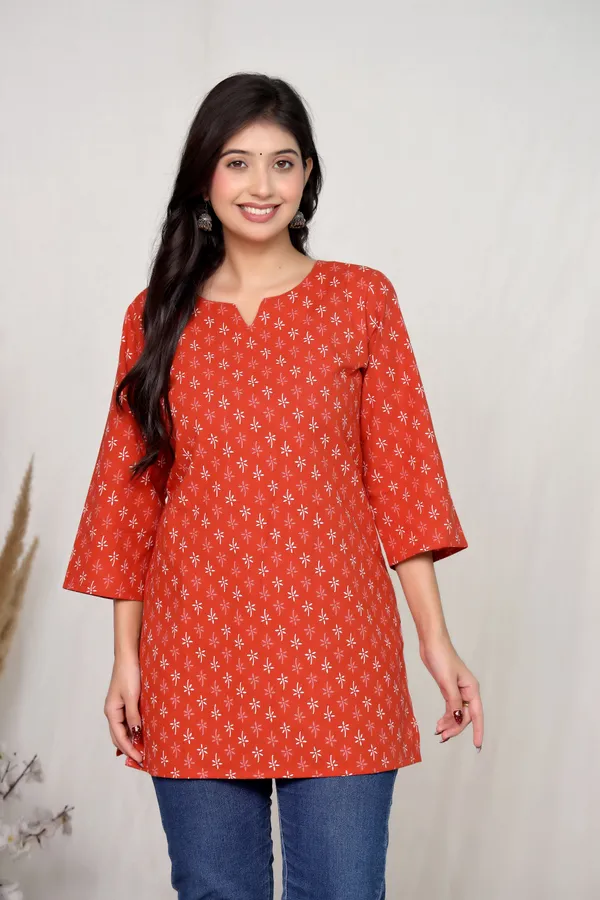 Rust_Orange_Cotton_Straight_Kurta_For_Women