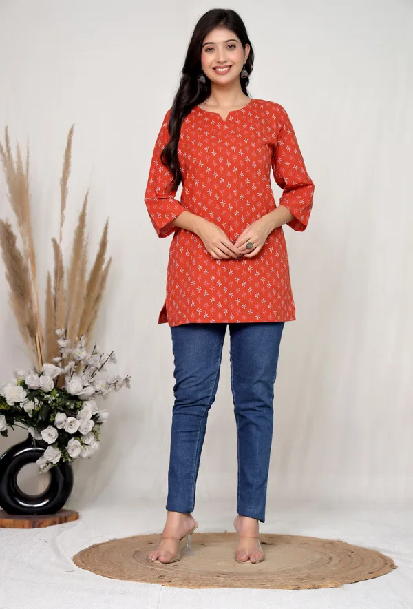 Rust_Orange_Cotton_Straight_Kurta_For_Women