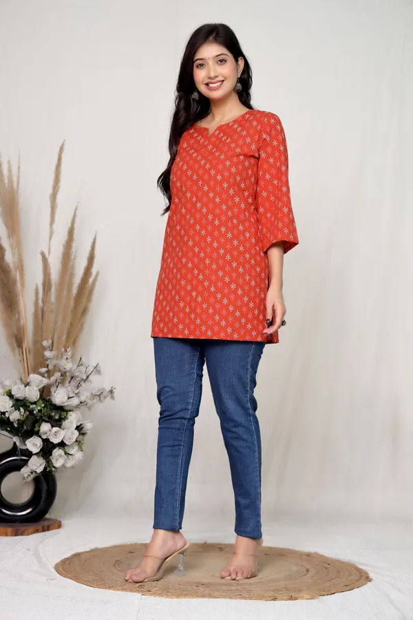 Rust_Orange_Cotton_Straight_Kurta_For_Women