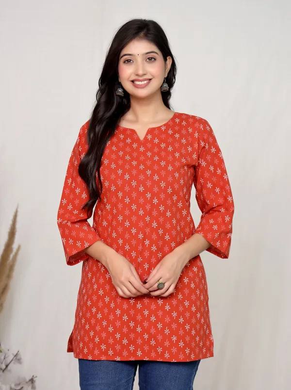 Rust_Orange_Cotton_Straight_Kurta_For_Women