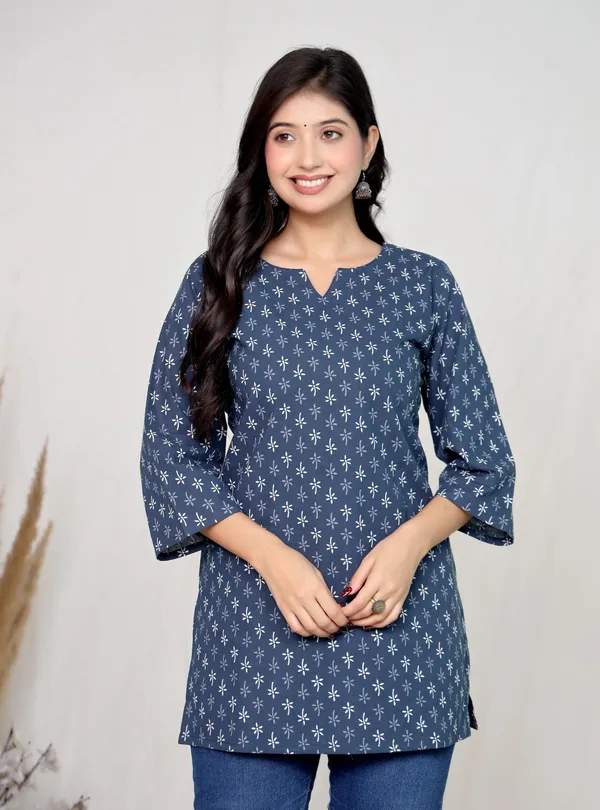 Blue_Cotton_Floral_Print_Straight_Kurta_For_Women