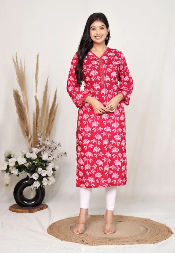 Pink_Cotton_Straight_Floral_Print_Kurta_For_Women