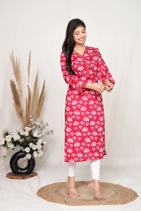 Pink_Cotton_Straight_Floral_Print_Kurta_For_Women