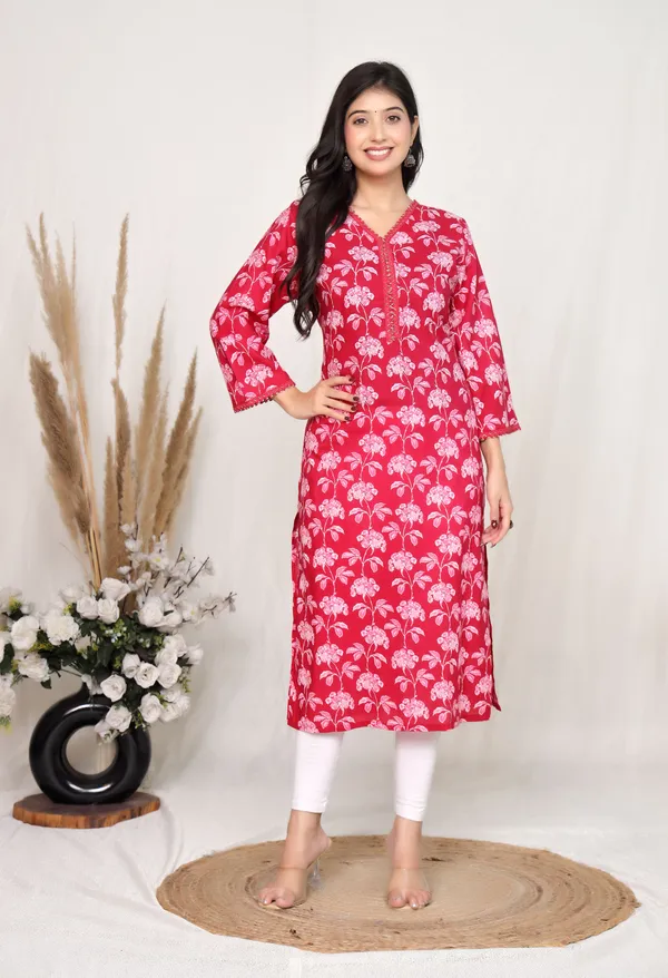 Pink_Cotton_Straight_Floral_Print_Kurta_For_Women