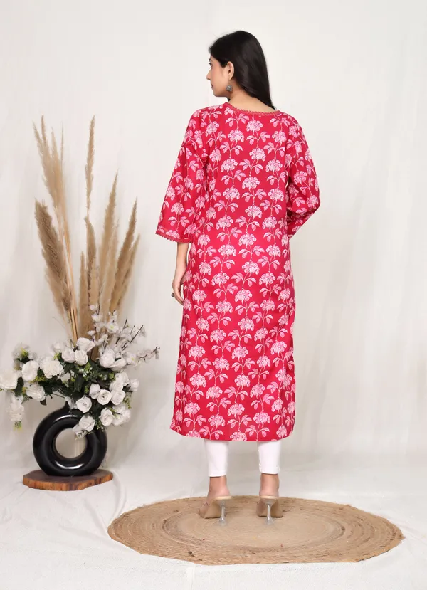 Pink_Cotton_Straight_Floral_Print_Kurta_For_Women