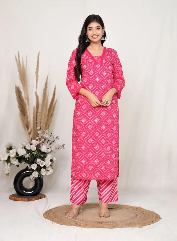 Pink_Cotton_Straight_Printed_Kurta_Set_For_Women