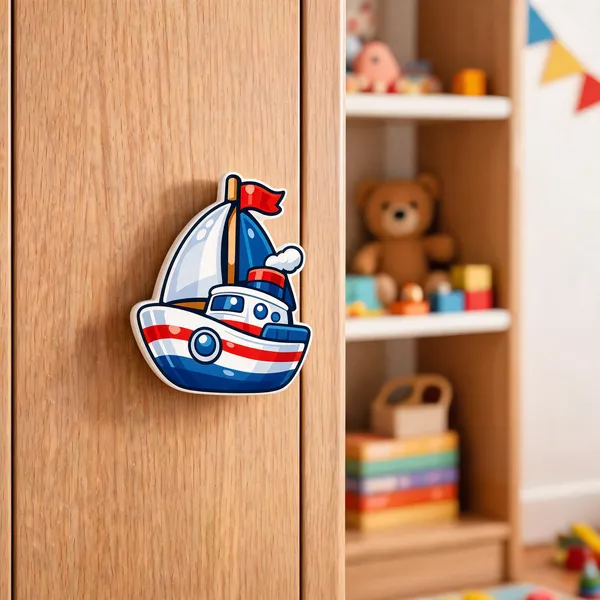 Multicolor__Wood_Sailboat_Shaped_Knob_For_Children'S_Room,_Cabinets,_Drawers,_Nautical-Themed_Furniture