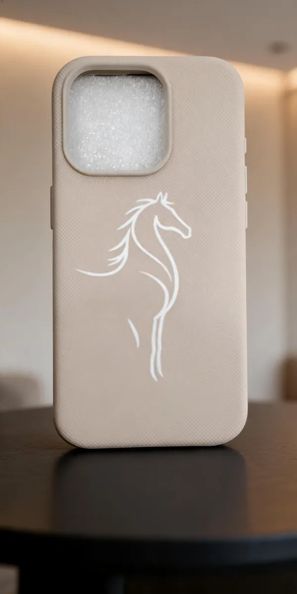 Beige_Horse_Design_Acrylic_Phone_Case_For_Iphone_16_Pro