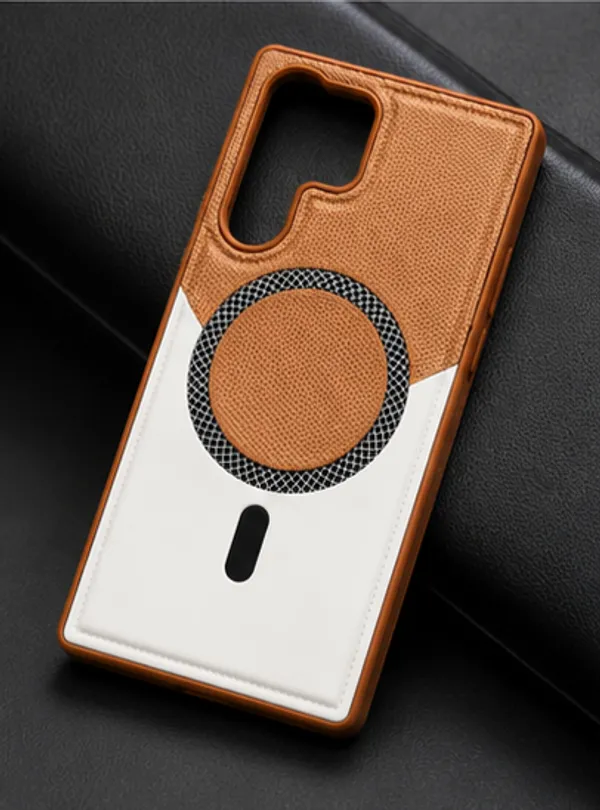 Brown_Textured_Magnetic_Acrylic_Phone_Case_For_Iphone_14_Plus