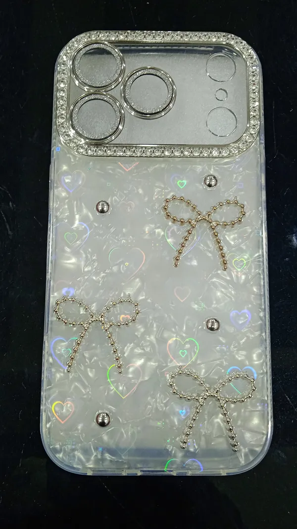 Transparent_Iridescent_Bow_Charm_Phone_Case_For_Iphone_17_Pro_Max