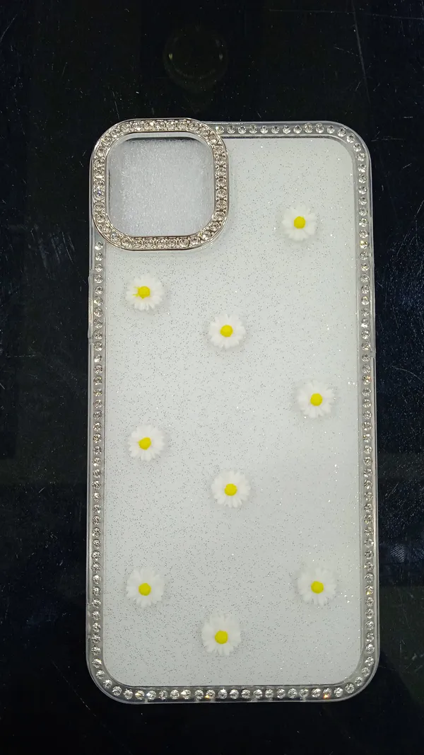 White_Floral_Rhinestone_Acrylic_Phone_Case_For_Iphone_15_Plus