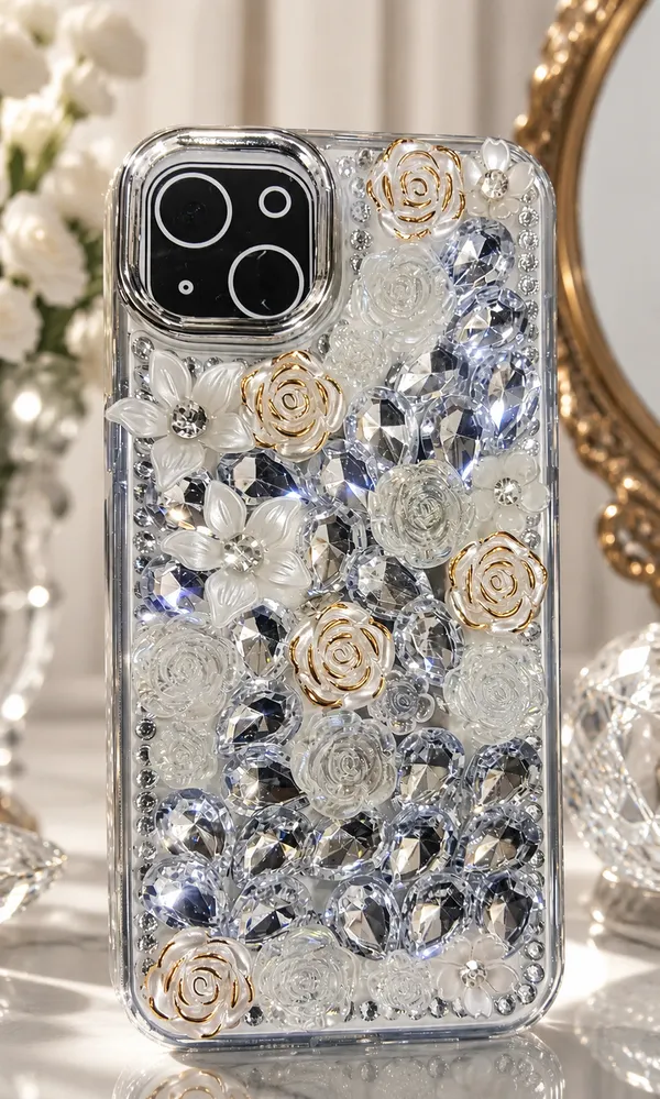 Sia_Transparent_Floral_Rhinestone_Phone_Case_For_Iphone_14_Plus