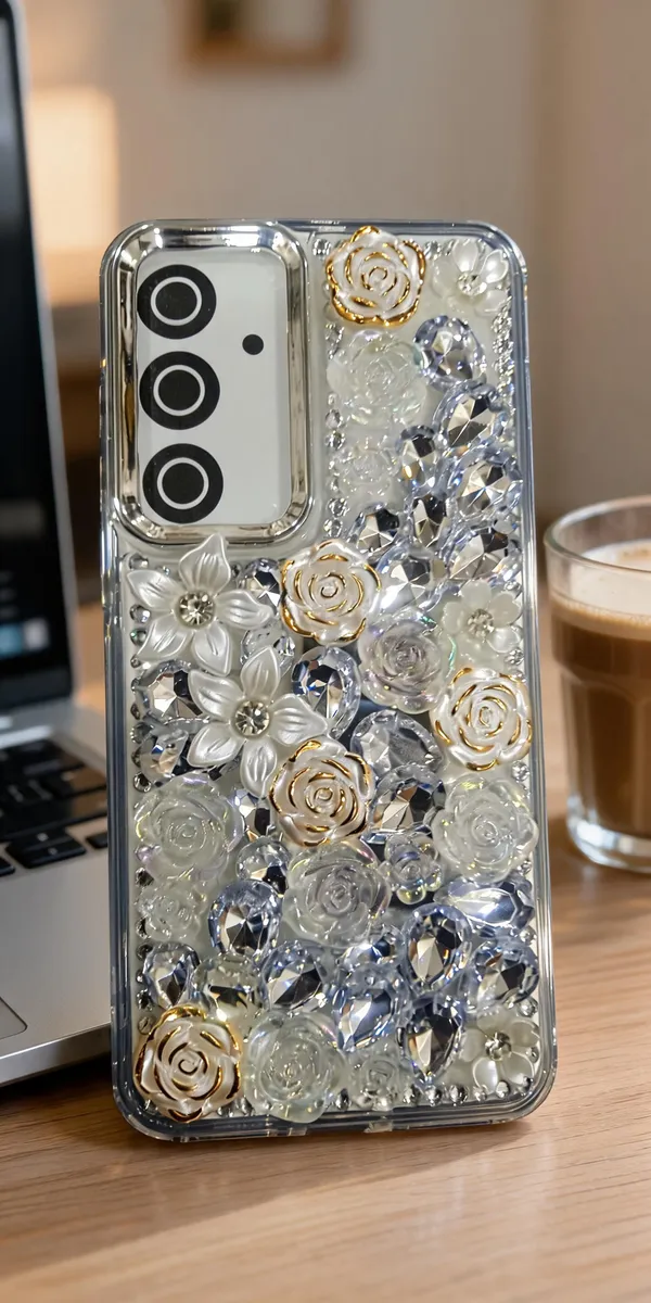 Sia_Transparent_Floral_Crystal_Embellished_Phone_Case_For_Samsung_S24_Fe