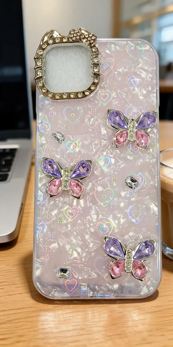 Iridescent_Butterfly_Decorative_Phone_Case_For_Iphone_14