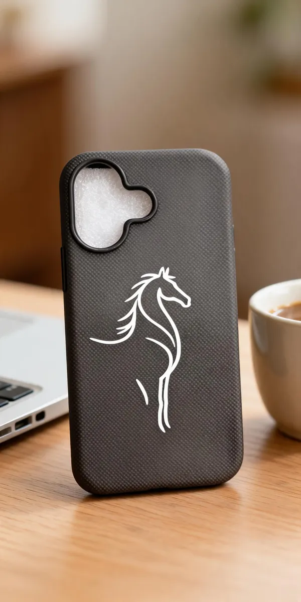 Black_Textured_Horse_Print_Acrylic_Phone_Case_For_Iphone_16_