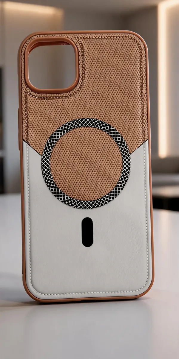 Brown_Textured_Magnetic_Acrylic_Phone_Case_For_Iphone_14_Plus