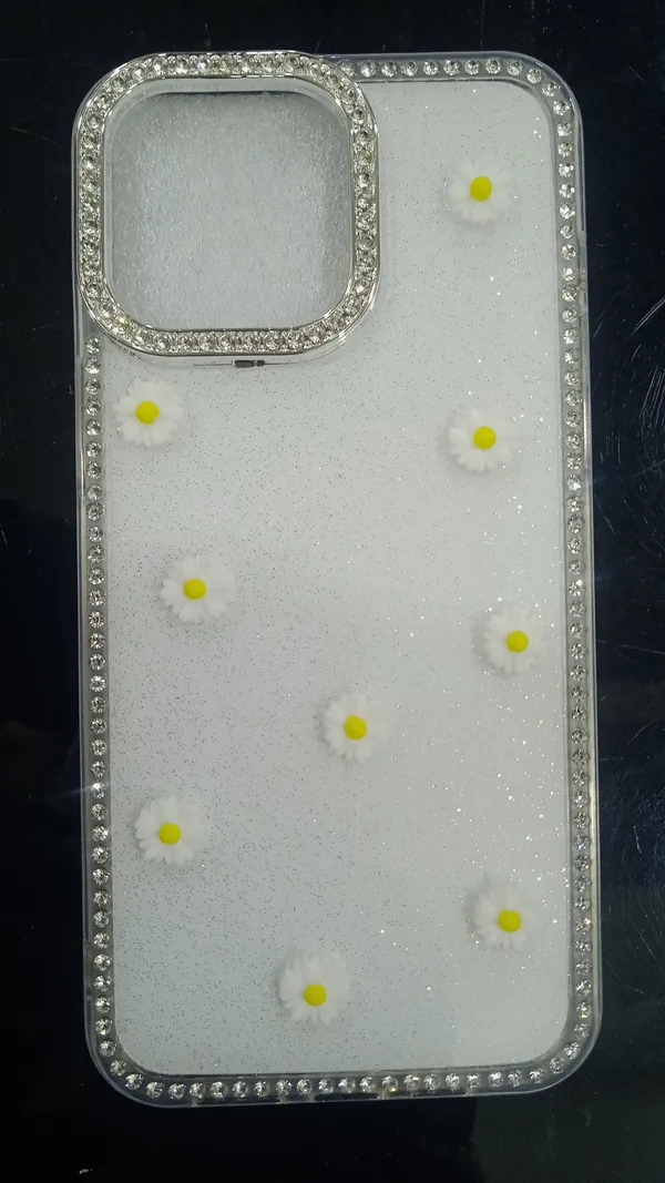 White_Glitter_Daisy_Rhinestone_Phone_Case_For_Iphone_15_Pro_Max