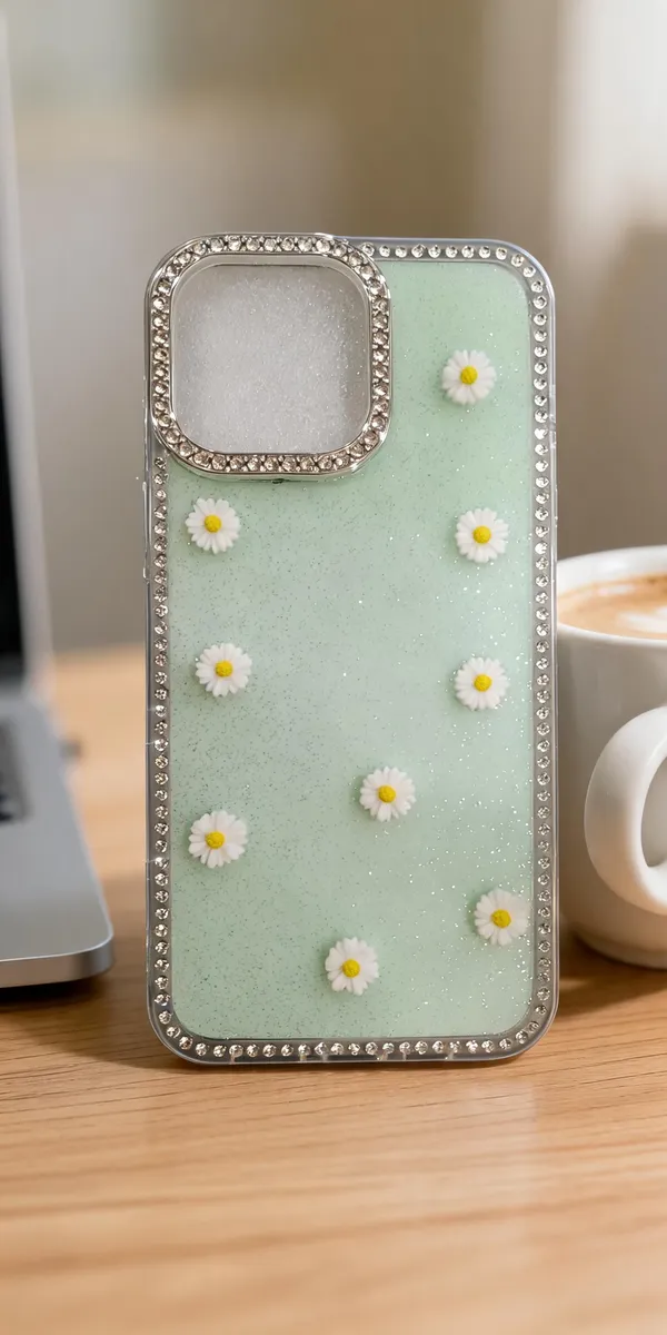 Mint_Green_Daisy_Rhinestone_Phone_Case_For_Iphone_15_Pro_Max