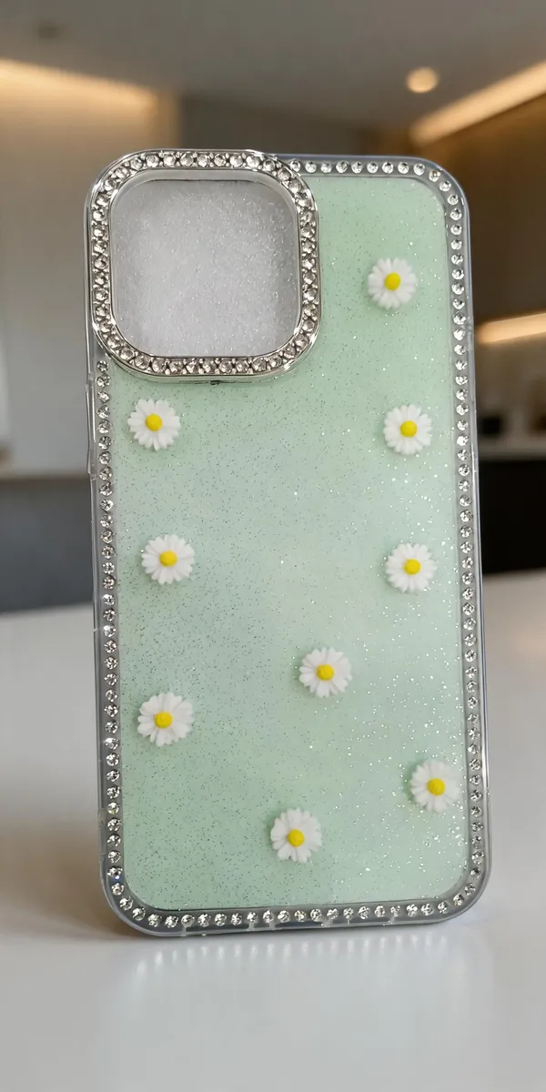 Mint_Green_Daisy_Rhinestone_Phone_Case_For_Iphone_15_Pro_Max