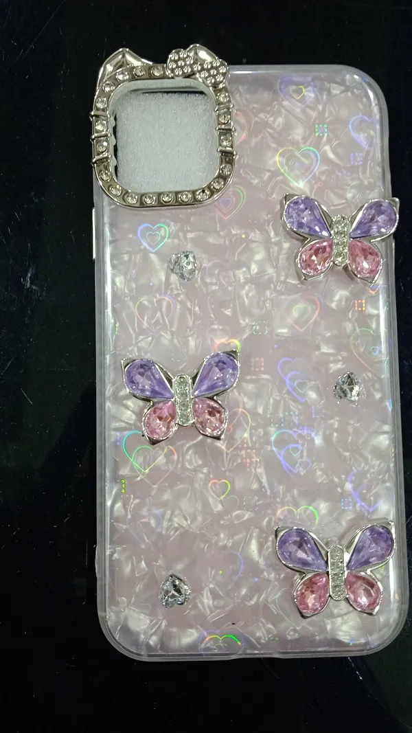 Pink_Iridescent_Butterfly_Embellished_Ring_Holder_Case_Iphone_16