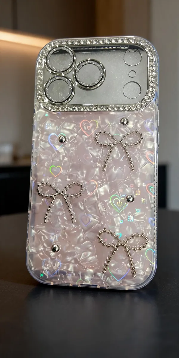 Sia_Pink_Iridescent_Bow_Acrylic_Case_For_Iphone_17_Pro_Max