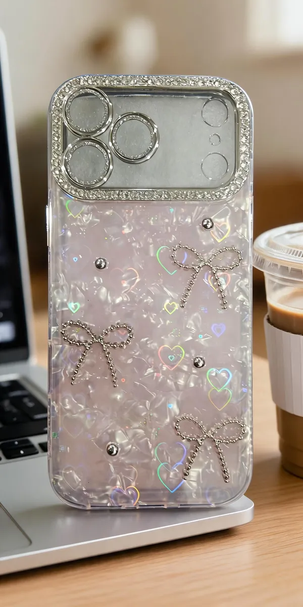 Sia_Pink_Bow_Embellished_Acrylic_Case_For_Iphone_17_Pro