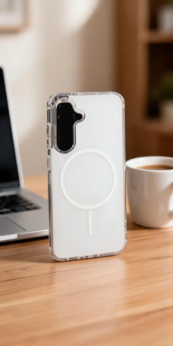 White_Magnetic_Ring_Phone_Case_For_Samsung_S24
