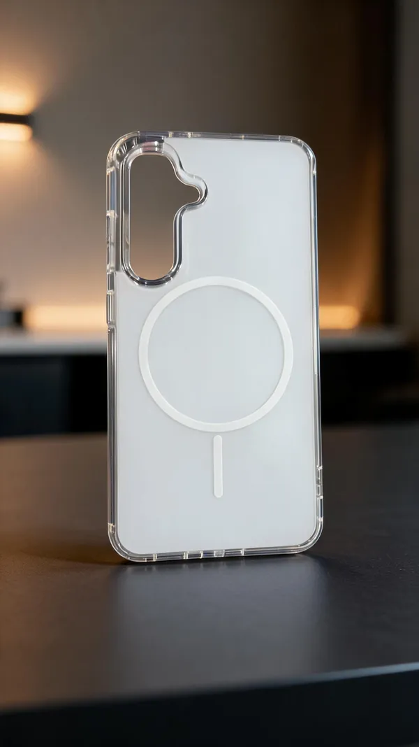 White_Magnetic_Ring_Phone_Case_For_Samsung_S24