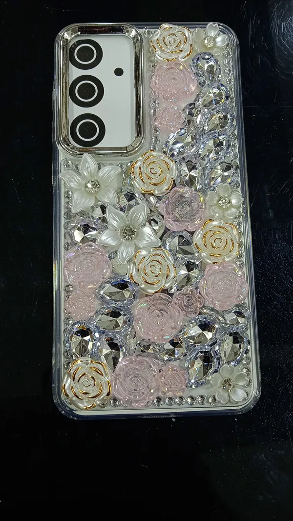 Pink_3D_Floral_Rhinestone_Phone_Case_For_Samsung_Galaxy_S24_Fe