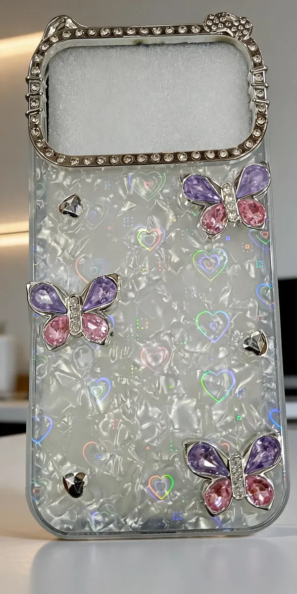 pink_Iridescent_Butterfly_Embellished_Phone_Case_Iphone_17_Pro_Max