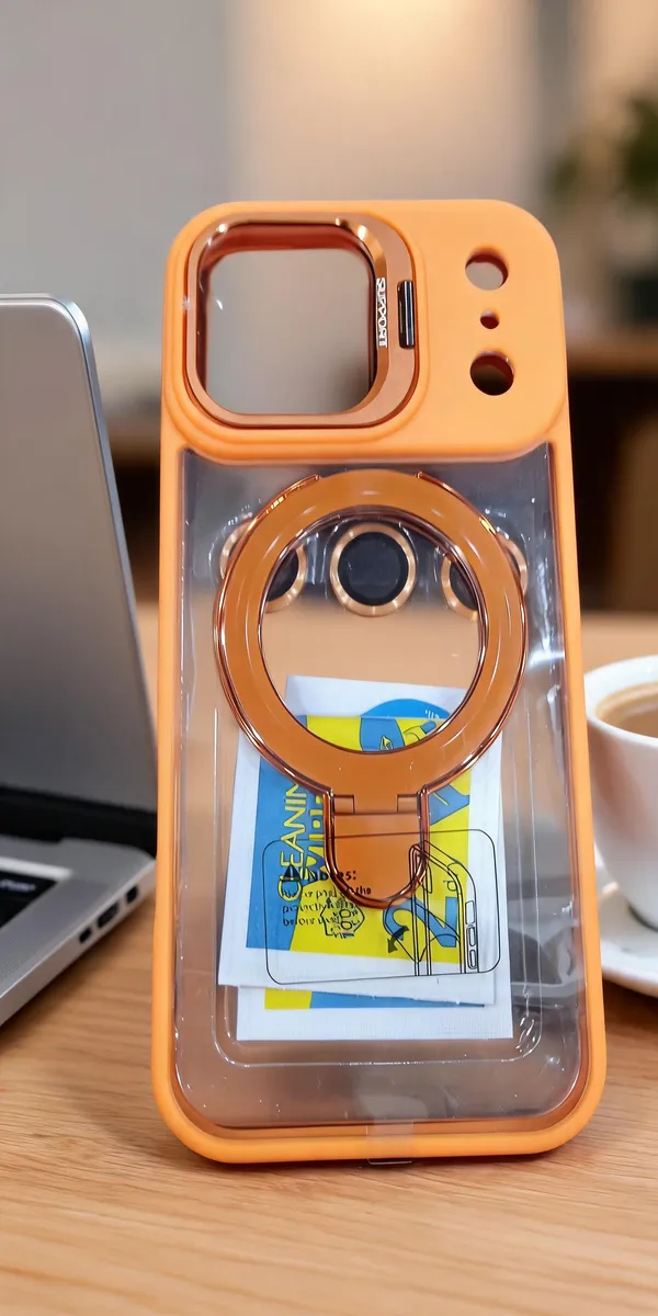 Orange_Magnetic_Ring_Phone_Case_For_Iphone_17_Pro