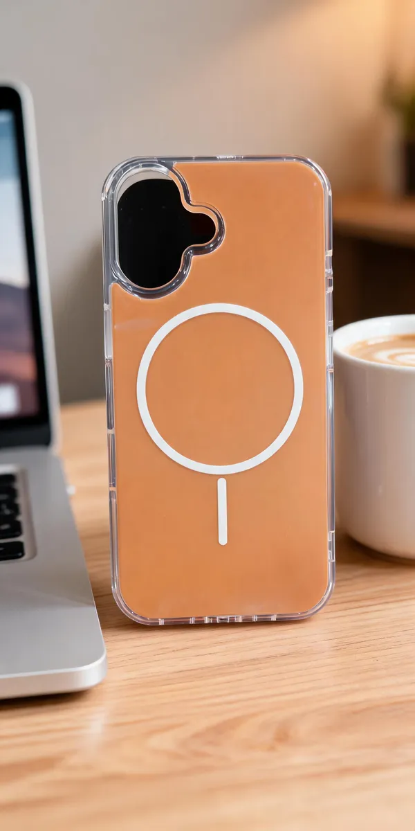 Orange_Clear_Magnetic_Ring_Phone_Case_For_Iphone_16