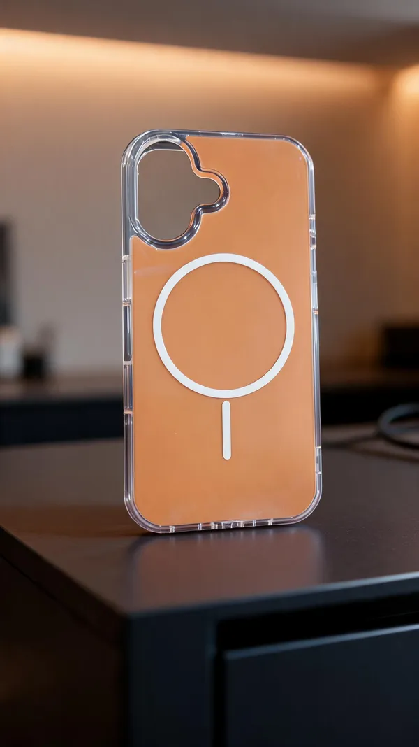 Orange_Clear_Magnetic_Ring_Phone_Case_For_Iphone_16