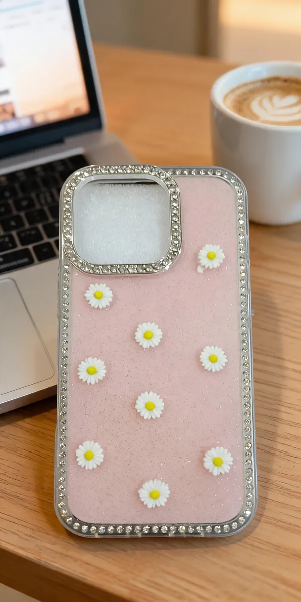 Pink_Floral_Rhinestone_Phone_Case_For_Iphone_16_Pro