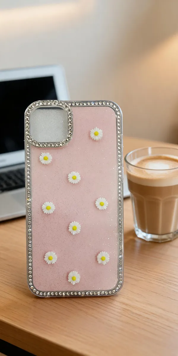 Sia_Pink_Glitter_Daisy_Rhinestone_Phone_Case_For_Iphone_15_Plus
