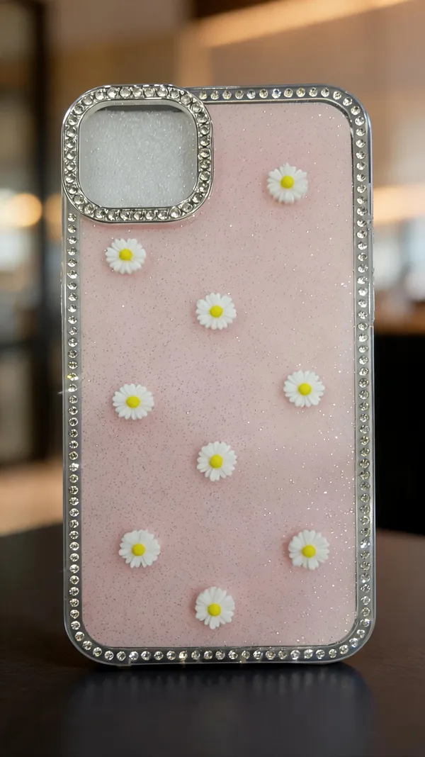 Sia_Pink_Glitter_Daisy_Rhinestone_Phone_Case_For_Iphone_15_Plus
