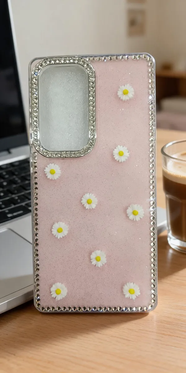 Sia_Pink_Floral_Rhinestone_Phone_Case_For_Samsung_S25_Ultra