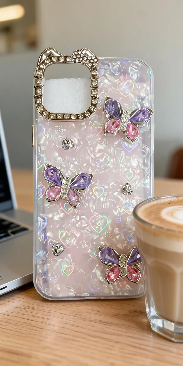 Pink_Clear_Iridescent_Butterfly_Decorative_Phone_Case_Iphone_16