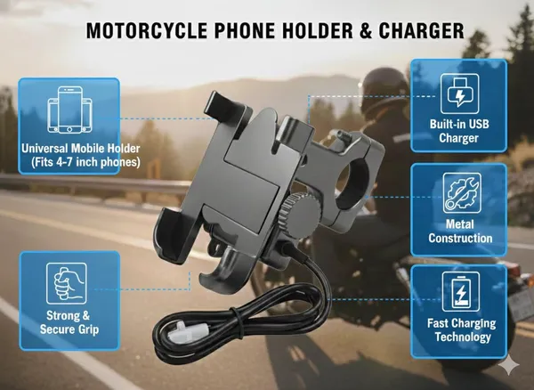 Black_Aluminium_Motorcycle_Phone_Holder_With_Usb_Charger_360°