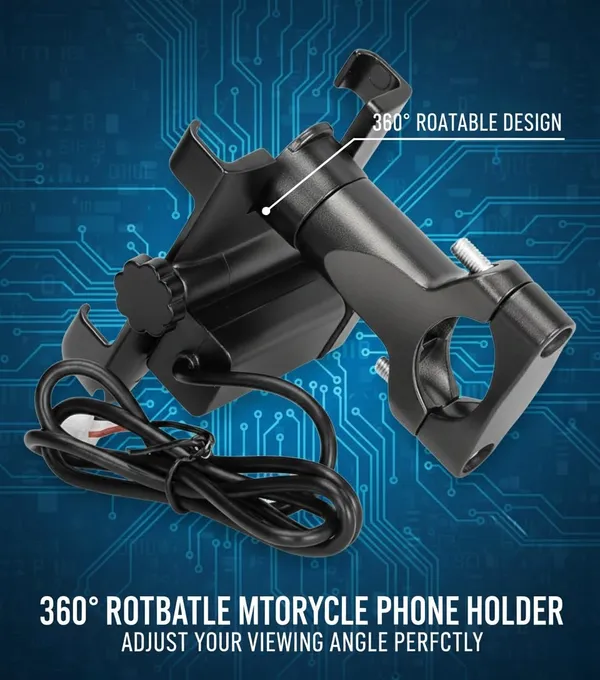 Black_Aluminium_Motorcycle_Phone_Holder_With_Usb_Charger_360°